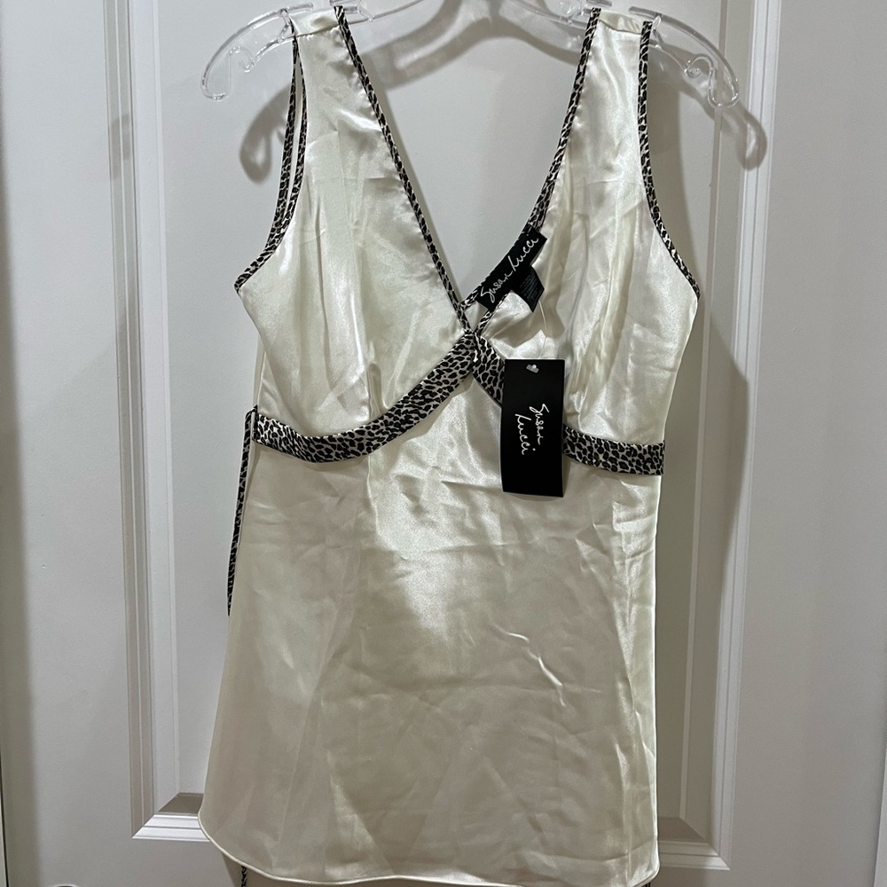 SUSAN LUCCI White Satin Pajama/Lounger. NWT. Size Small.